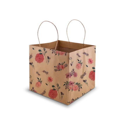 Floral Kraft Cake Bag - Small - 8x8x8"