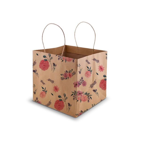 Floral Kraft Cake Bag - Small - 8x8x8"